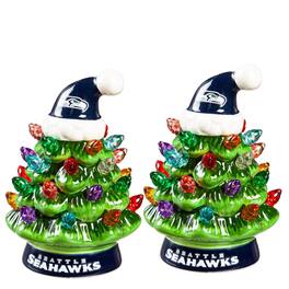 Evergreen Enterprises - Seattle Seahawks 2-Pack 4" Ceramic LED Christmas Tree Set - Multicolor