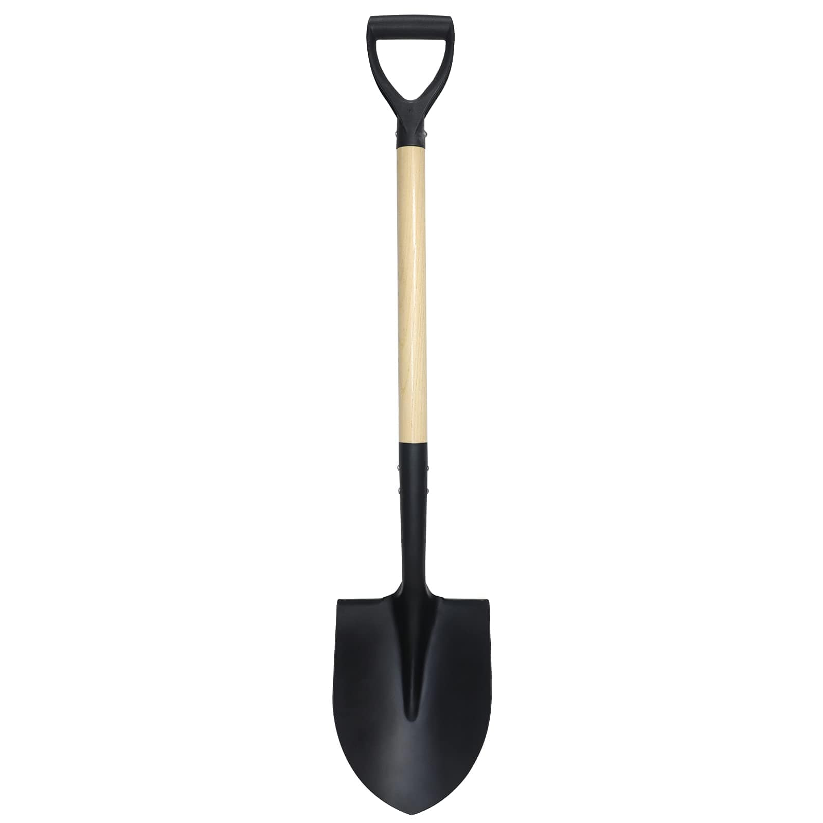 GlowWise - Round Point Shovel with D-Handle, 41 Inch Wood Handle Digging Tool for Garden and Beach - Yellow