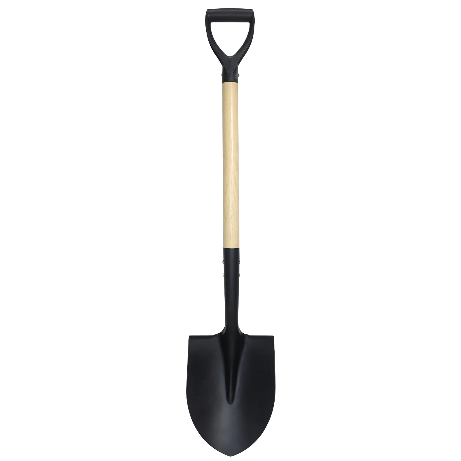 Front. GlowWise - Round Point Shovel with D-Handle, 41 Inch Wood Handle Digging Tool for Garden and Beach - yellow.