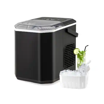 Front. LUCKY ONE - Countertop Ice Maker 26.5 lbs/24h Self-Cleaning with 2 Ice Sizes - Black.