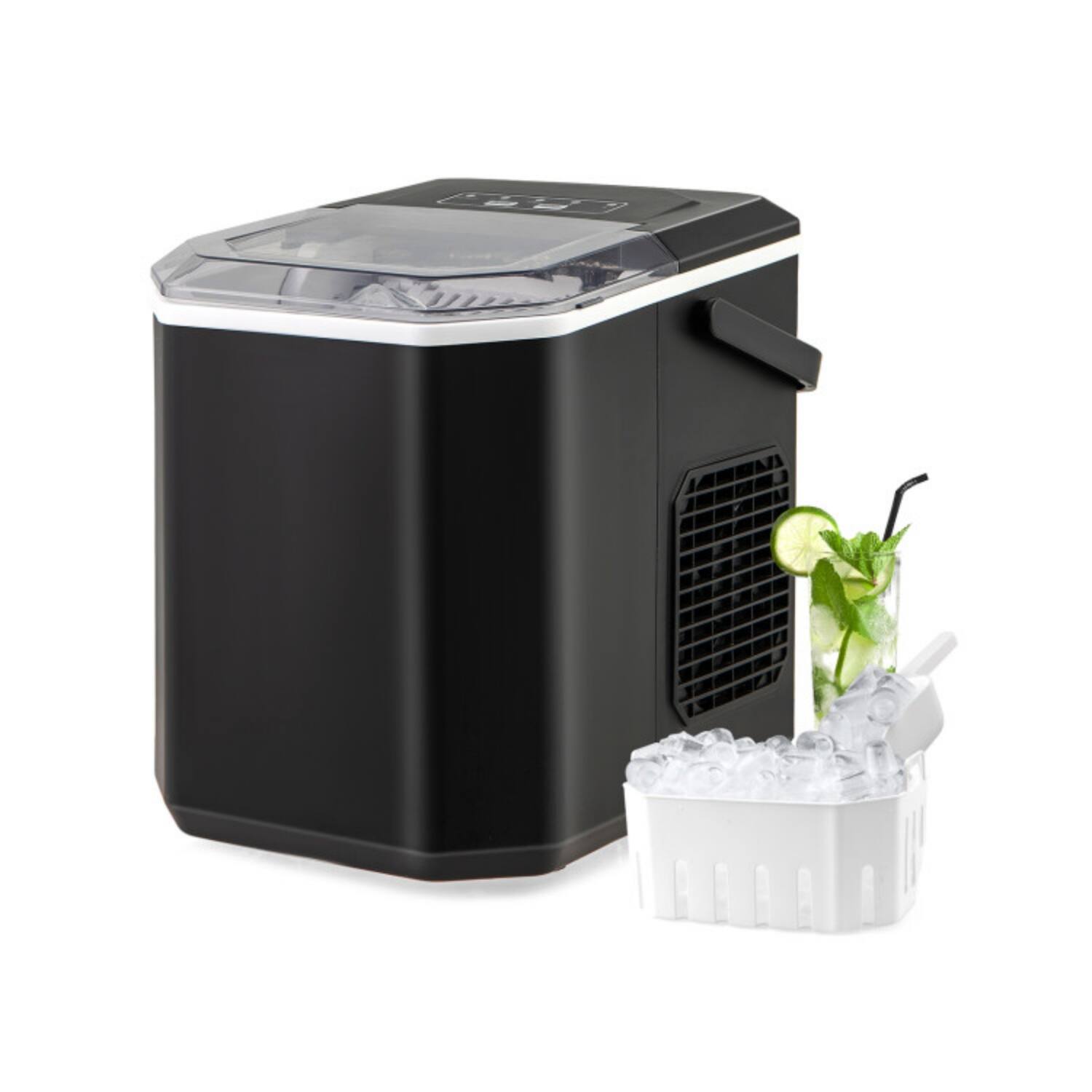 Front. LUCKY ONE - Countertop Ice Maker 26.5 lbs/24h Self-Cleaning with 2 Ice Sizes - Black.