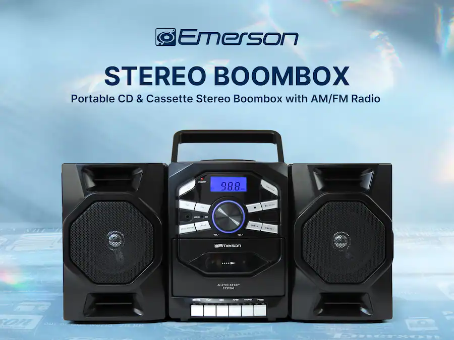 Emerson Portable CD Player Boombox with Cassette Player, AM/FM