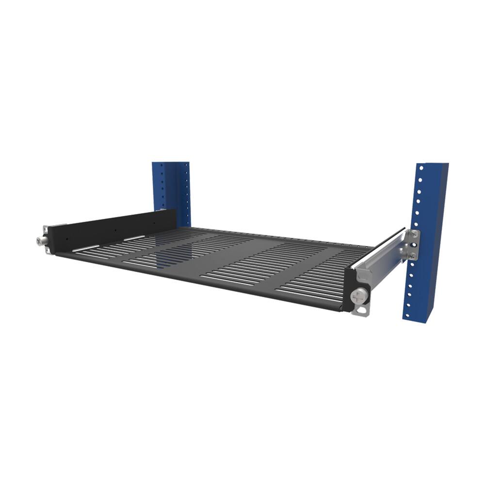 Alt View 2. RackSolutions - RackSolutions 1U Sliding 2Post Cantilever Shelf 10in Depth - Black.