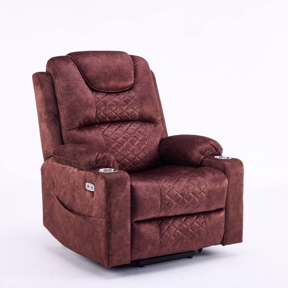 Left. Ropilly - Ropilly Oversized Power Lift Recliner Massage Chair for Elderly with USB Ports - Reddish Brown.