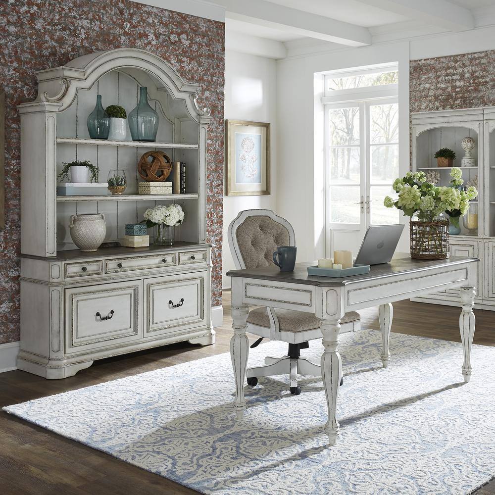 Back. Liberty Furniture Industries - Magnolia Manor Jr Executive Desk Chair in Antique White - White.