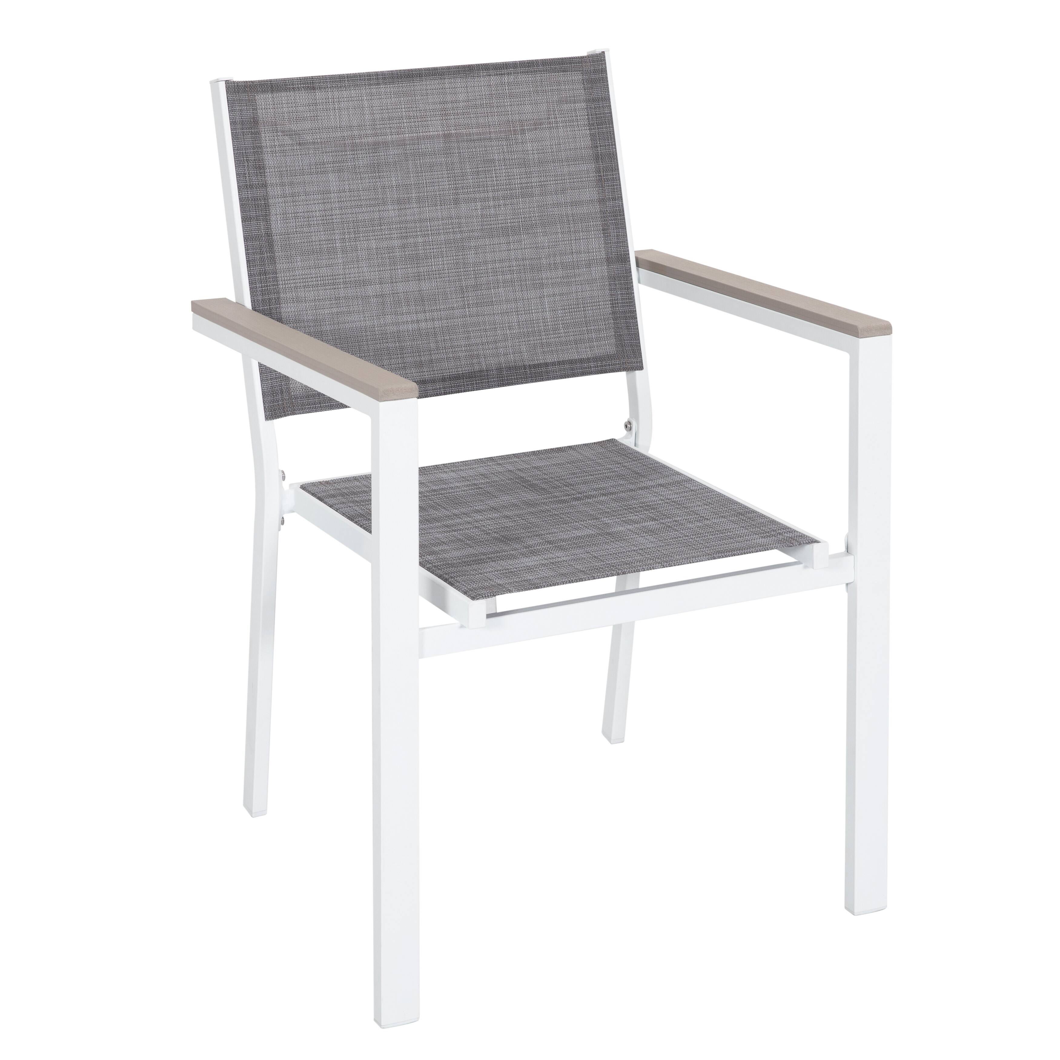 Alt View 5. Nuu Garden - Patio 2-Piece Dining Chairs, Outdoor Textilene Stackable Chairs - gray and white.