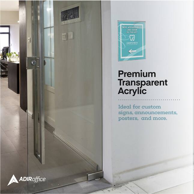 NEW APPOINTMENTS USE DOOR 1O THE LEFT V DENTCHECK, Premium Transparent Acrylic, Ideal for custom signs, announcements, posters, and more. ADIRoffice