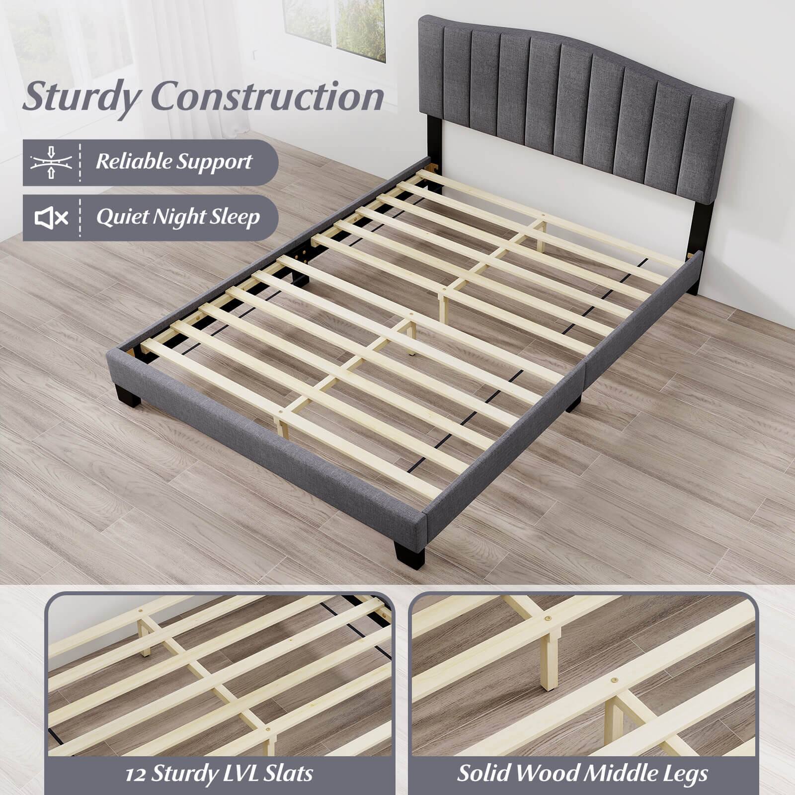 Sturdy Construction  
- Reliable Support  
- Quiet Night Sleep  

12 Sturdy LVL Slats  
Solid Wood Middle Legs