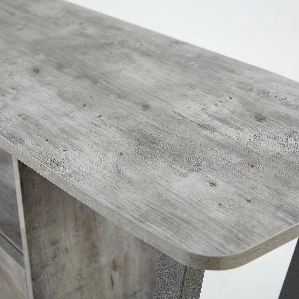 Alt View 4. FurniFact - Gray TV stand with single drawer and shelf for 65-inch TVs, powder-coated metal - Brown.