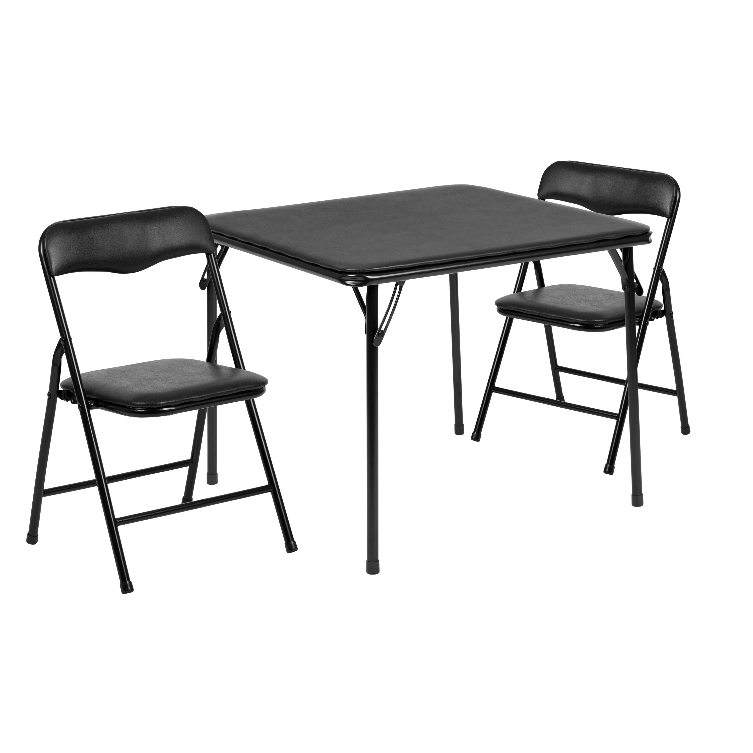 Alt View 1. Emma + Oliver - Kids 3 Piece Folding Table and Chair Set - Kids Activity Table Set - Black.