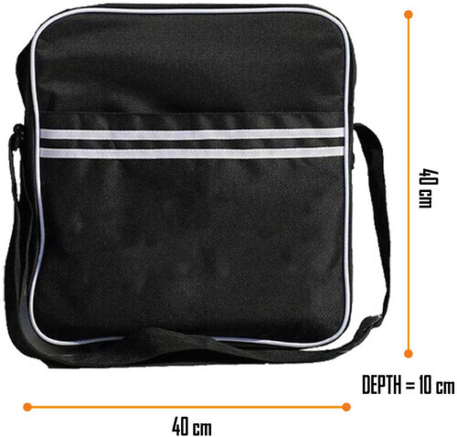 Alt View 1. PopMarket - Rocksax - Republic Records - Logo - Zip Top Messenger/Record Bag (Black/White) - Multicolor.