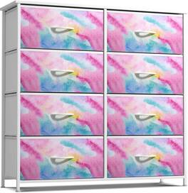 Sorbus - 8 Drawers Dresser- Storage Unit with Steel Frame, Wood Top, Fabric Bins - for Bedroom, Closet, Office, and more - Watercolor Tie-Dye