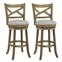Costway - Swivel Bar Stools Set of 2, 30 Inch Bar Height Chairs with Backrests and Wood Frame - Antique Gray,Light Gray
