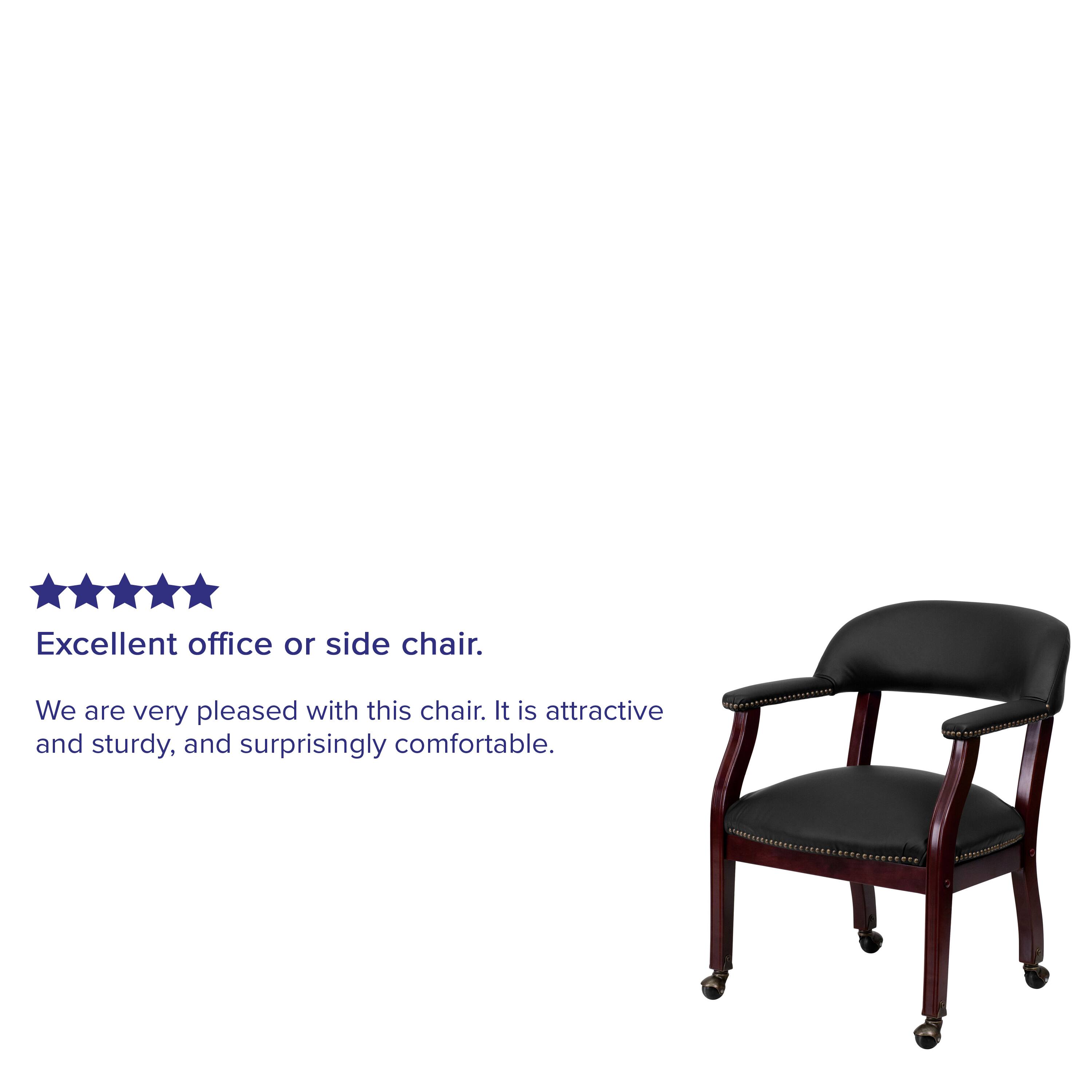 Excellent office or side chair.  
We are very pleased with this chair. It is attractive and sturdy, and surprisingly comfortable.