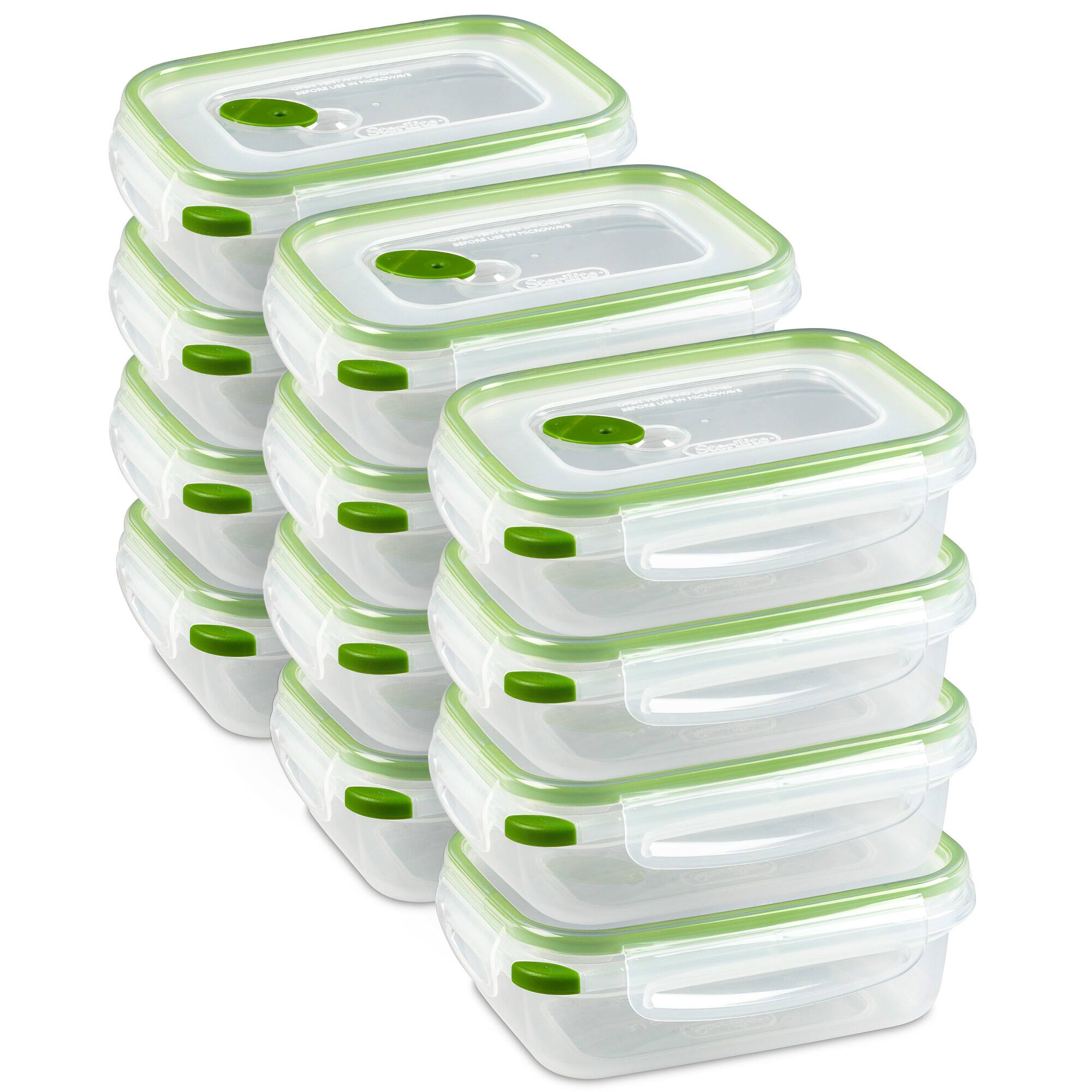 Front. Sterilite - Sterilite 3.1 Cup Rectangular UltraSeal Food Storage Container, Green (12 Pack) - Green.