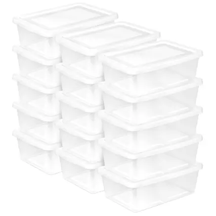 Front. Sterilite - Sterilite 12 Qt Storage Box, Stackable Plastic Container Home Organizer, 15 Pack - White.