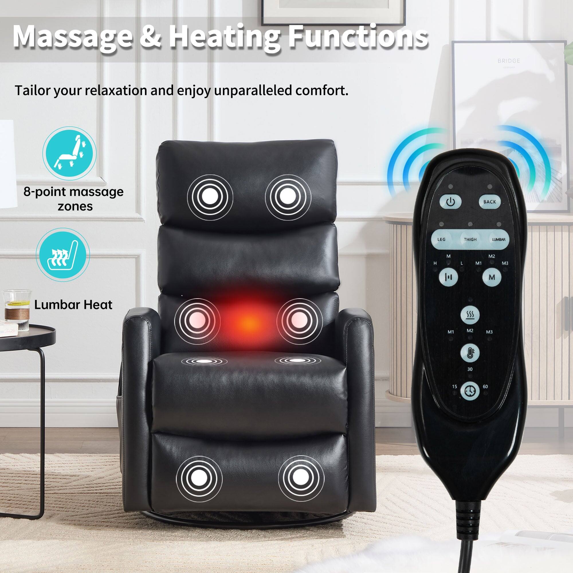 Massage & Heating Functions

Tailor your relaxation and enjoy unparalleled comfort.

8-point massage zones

Lumbar Heat