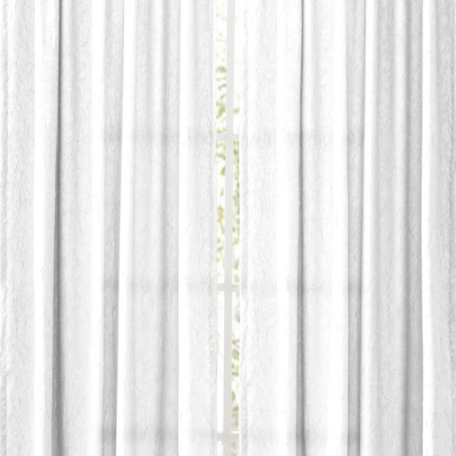Left. Ellis Curtain - Ellis Curtain Portland Crushed Taffeta Rod Pocket Tailored Panel - 48x63" White - White.