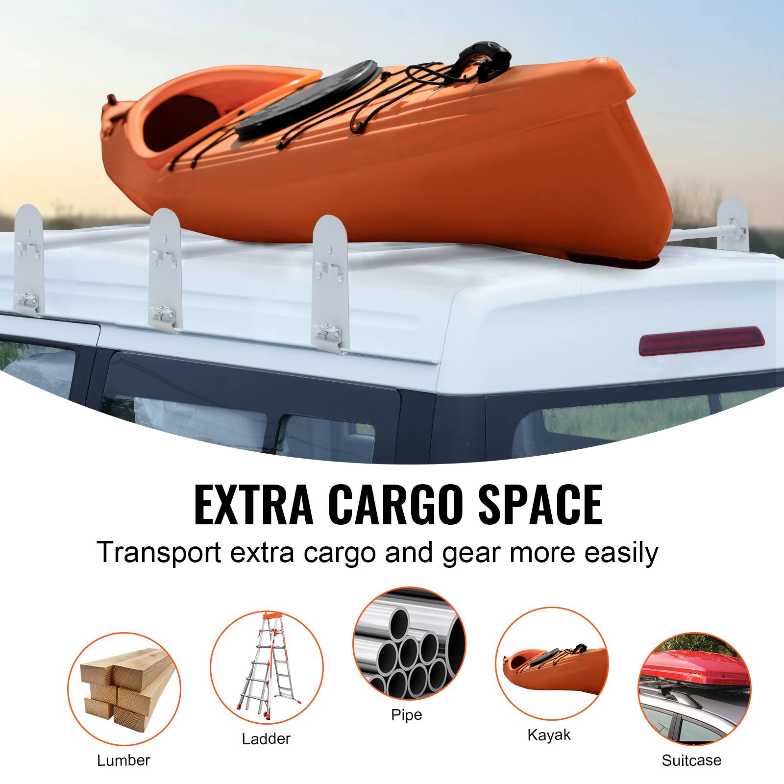 EXTRA CARGO SPACE  
Transport extra cargo and gear more easily  
Lumber  
Ladder  
Pipe  
Kayak  
Suitcase