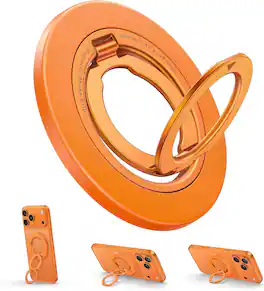 Syncwire - Magnetic Phone Grip for MagSafe, Ultra-Slim Phone Ring Holder, 360° Rotation, Double-Sided Magnet, Finger Kickstand - Cosmic Orange