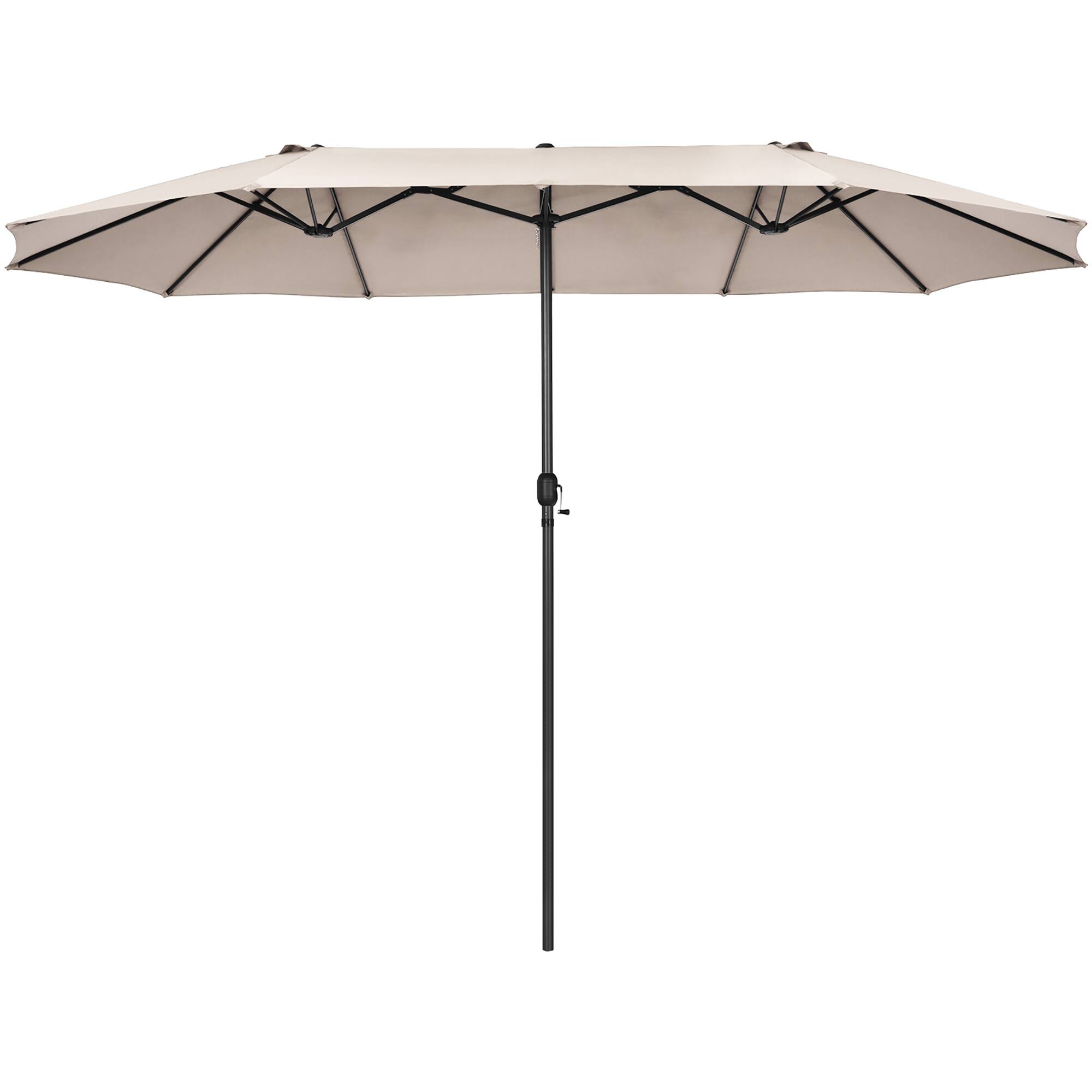 Alt View 1. Costway - 15FT Patio Double-Sided Umbrella Crank Outdoor Garden Market Sun Shade - Beige.