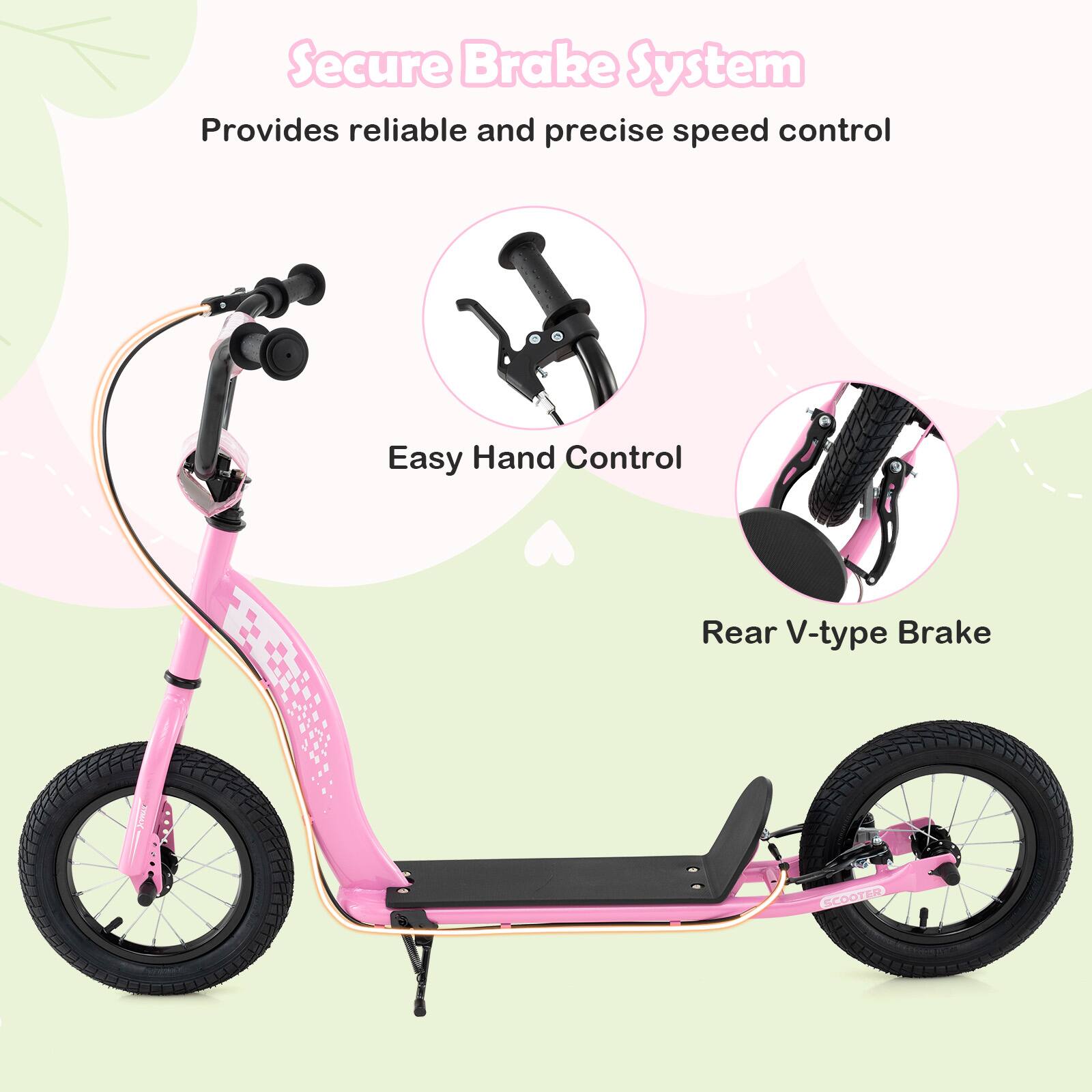 Secure Brake System  
Provides reliable and precise speed control  

Easy Hand Control  

Rear V-type Brake