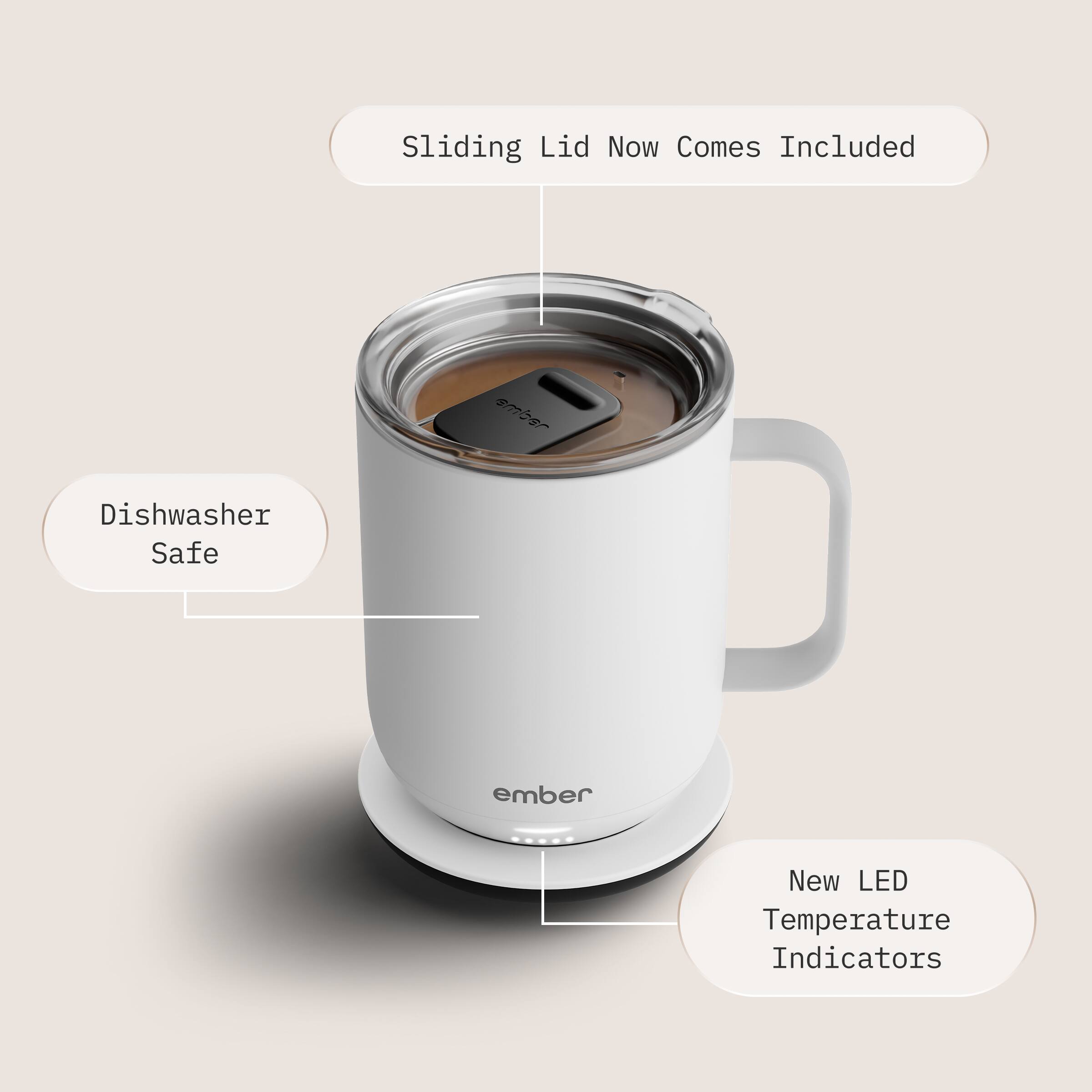 Sliding Lid Now Comes Included  
Dishwasher Safe  
New LED Temperature Indicators