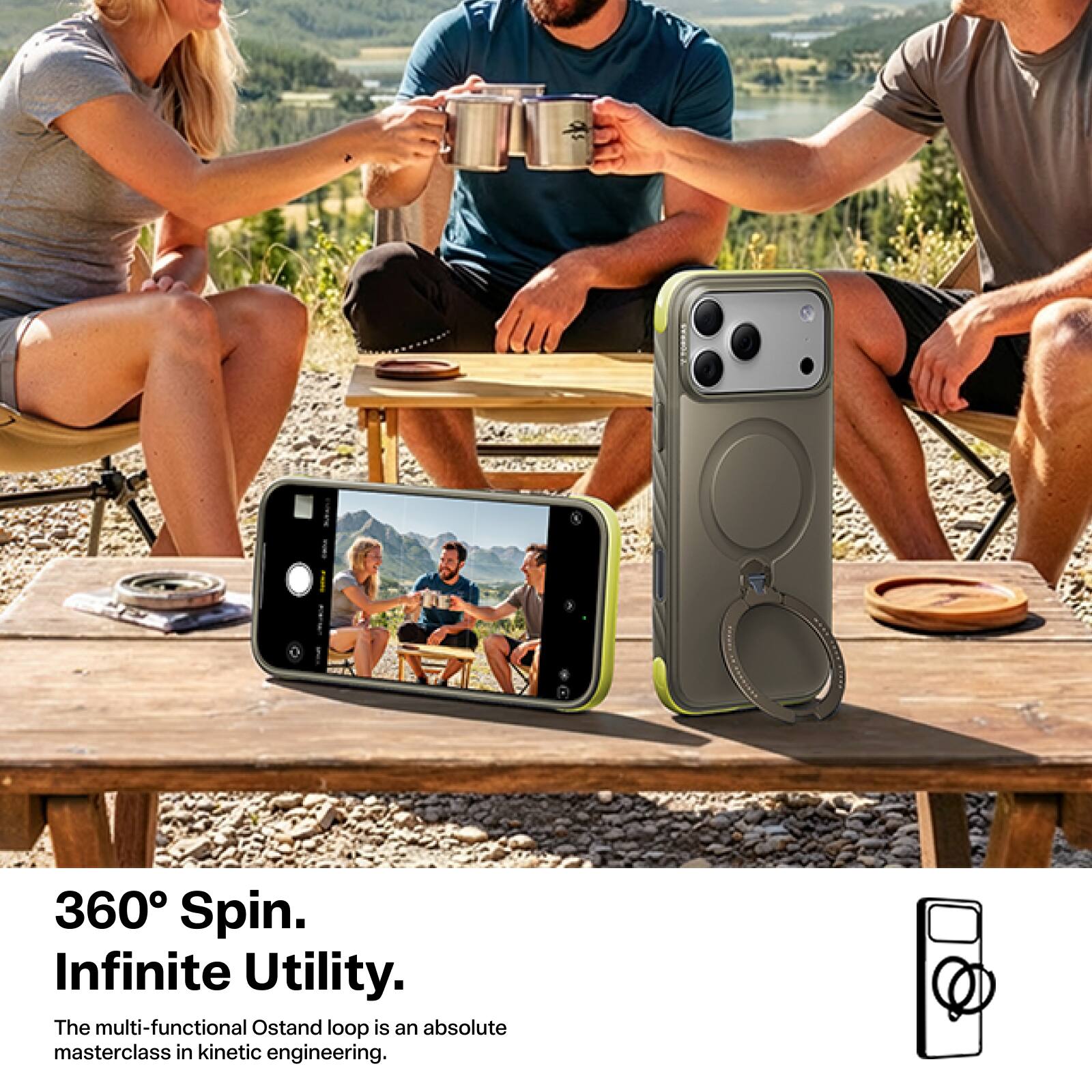 360° Spin.  
Infinite Utility.  
The multi-functional Ostand loop is an absolute masterclass in kinetic engineering.