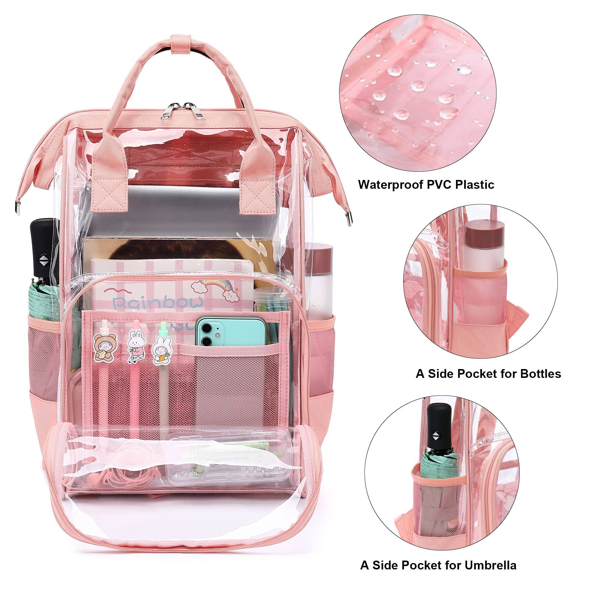 Cozy Serene Heavy Duty Clear Backpack For Men Women School Bag Bookbag ...