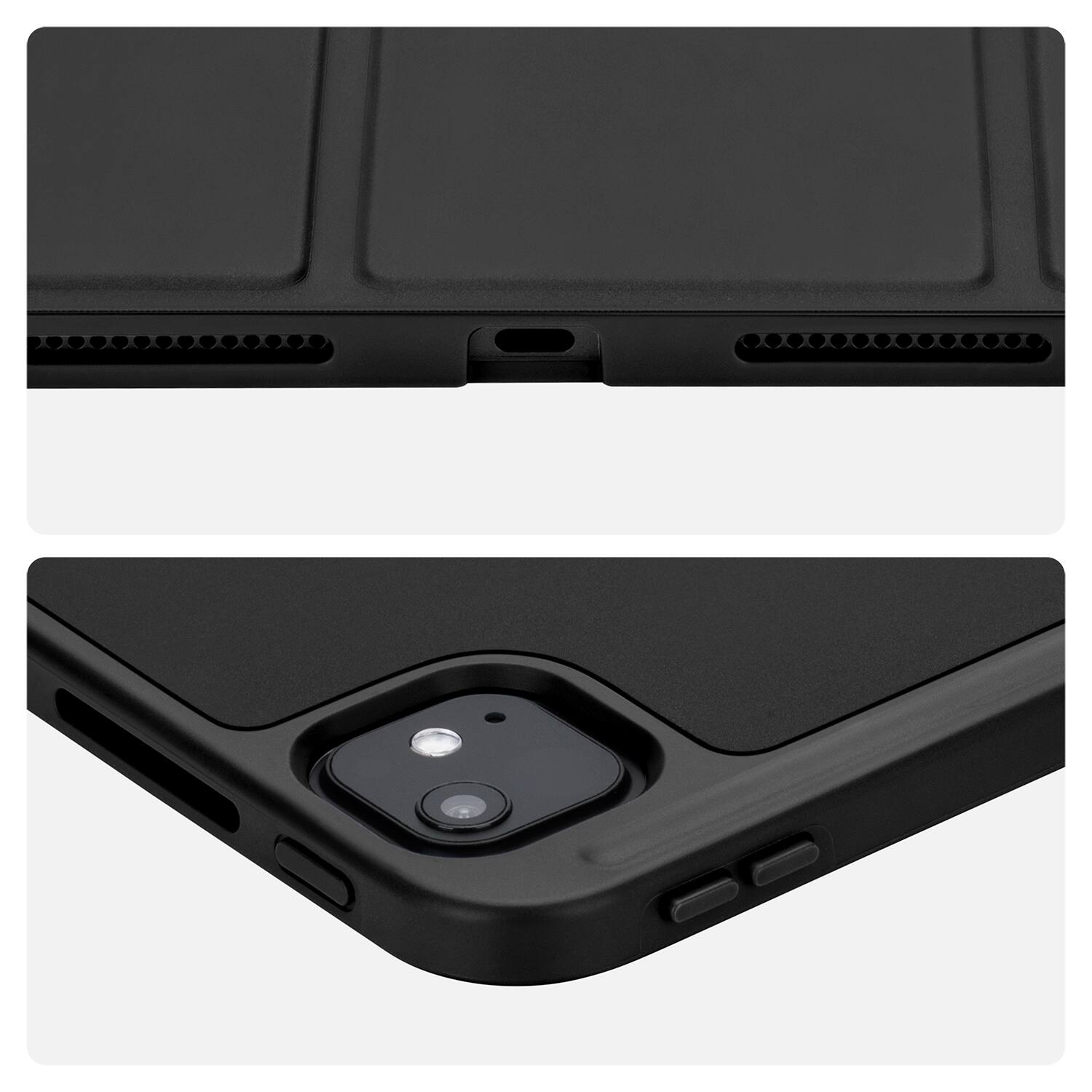 Alt View 1. Vena - For Apple iPad Pro 13 Inch Case with Pencil Holder, iPad Pro M4 13 Inch Case Cover (2024) with Slim Trifold Stand, Black - Black.