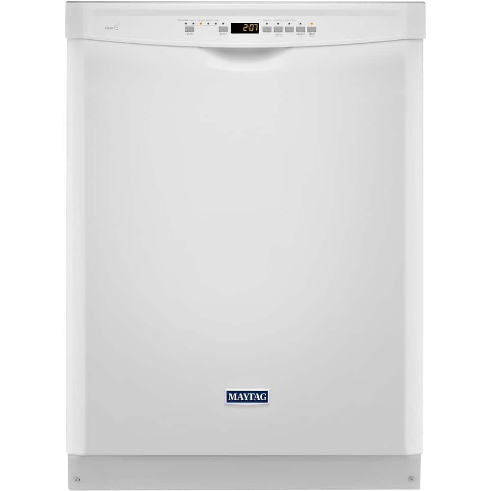 Front. Maytag - 24" Front Control Tall Tub Built-In Dishwasher with Stainless Steel Tub - White.