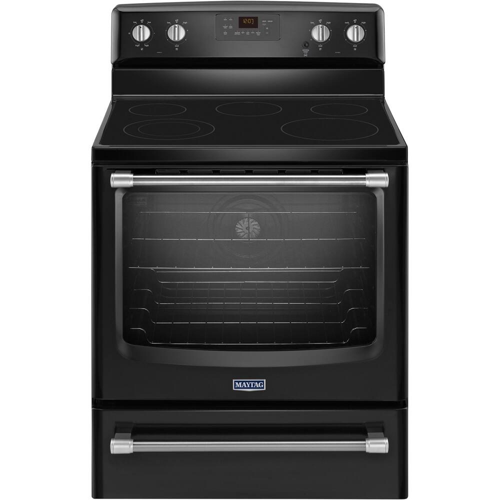 Front. Maytag - 6.2 Cu. Ft. Self-Cleaning Freestanding Electric Convection Range - Black.