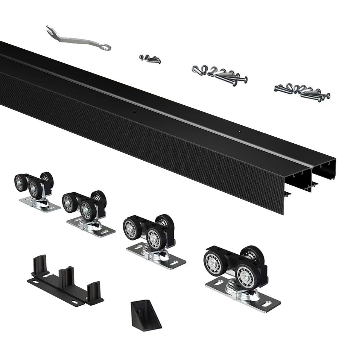 Empire DigiLabs - Heavy Duty Bypass Sliding Closet Door Track Hardware 72 Aluminium Pocket Rail Set Smoothly And Quietly For - XC40 48"-B