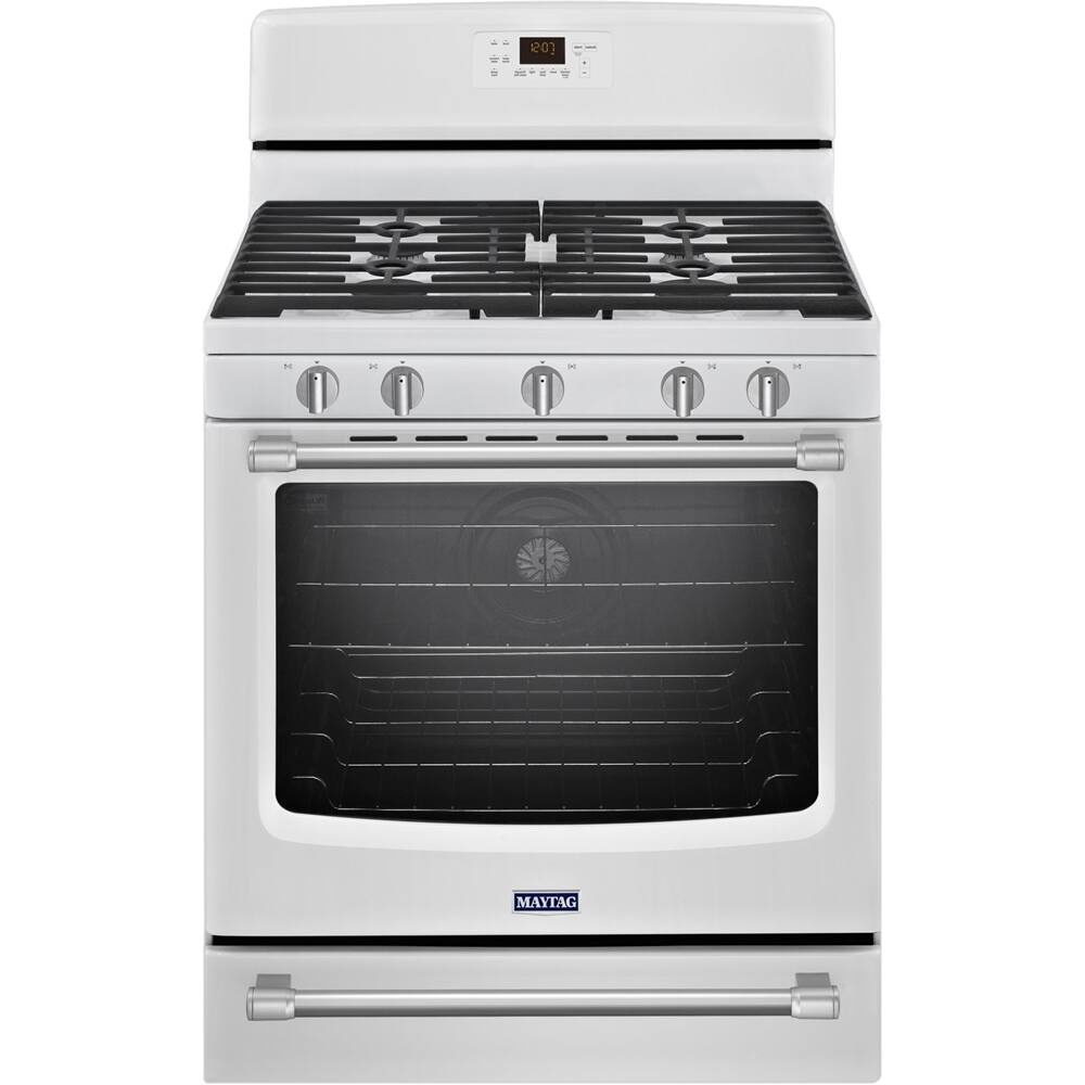Front. Maytag - 5.8 Cu. Ft. Self-Cleaning Freestanding Gas Convection Range - White.