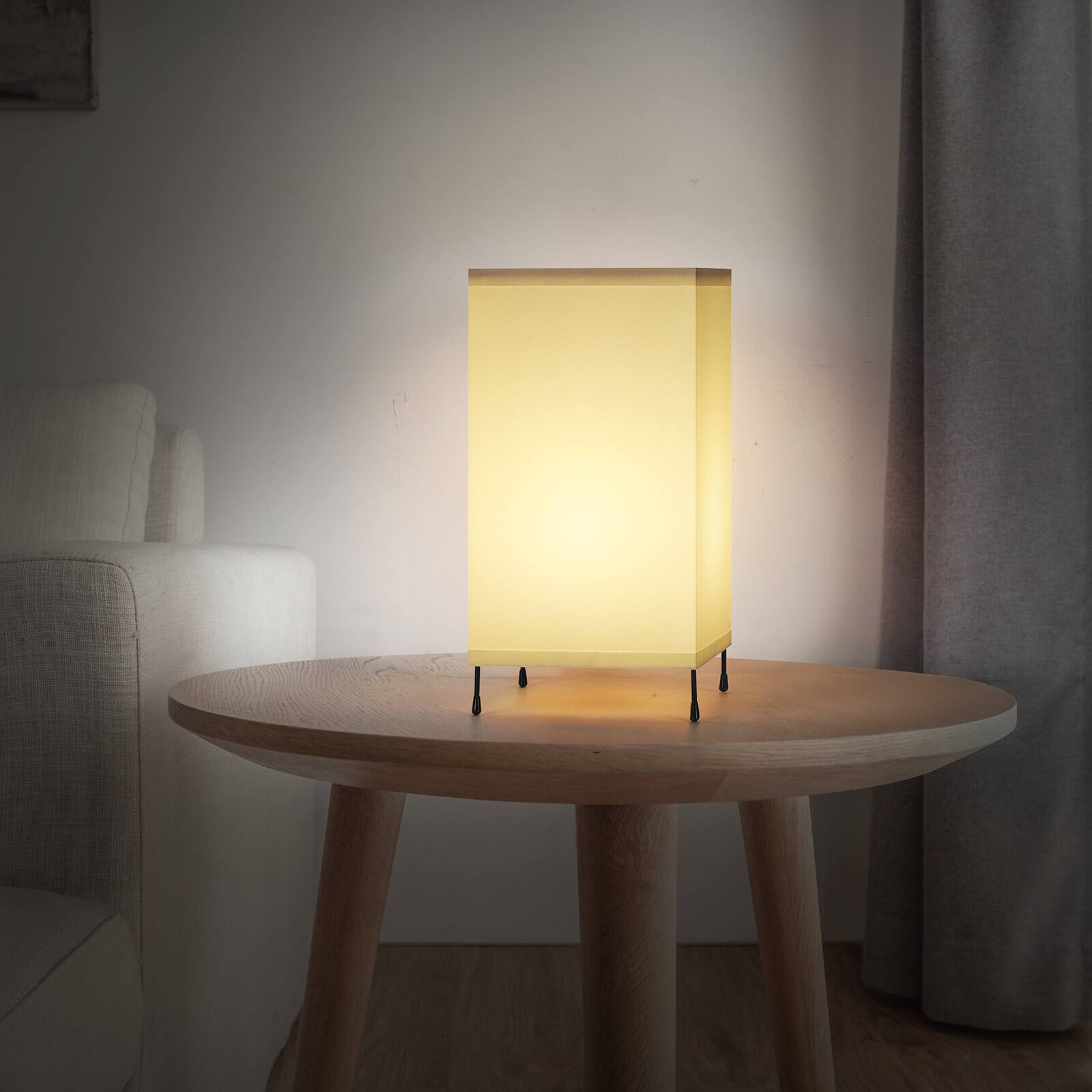 Alt View 2. Oumilen - 2-Pack Battery-Powered White Square Lamps with Remote - 12-Color RGB Linen Shade Table Lamps for Bedroom & Office.