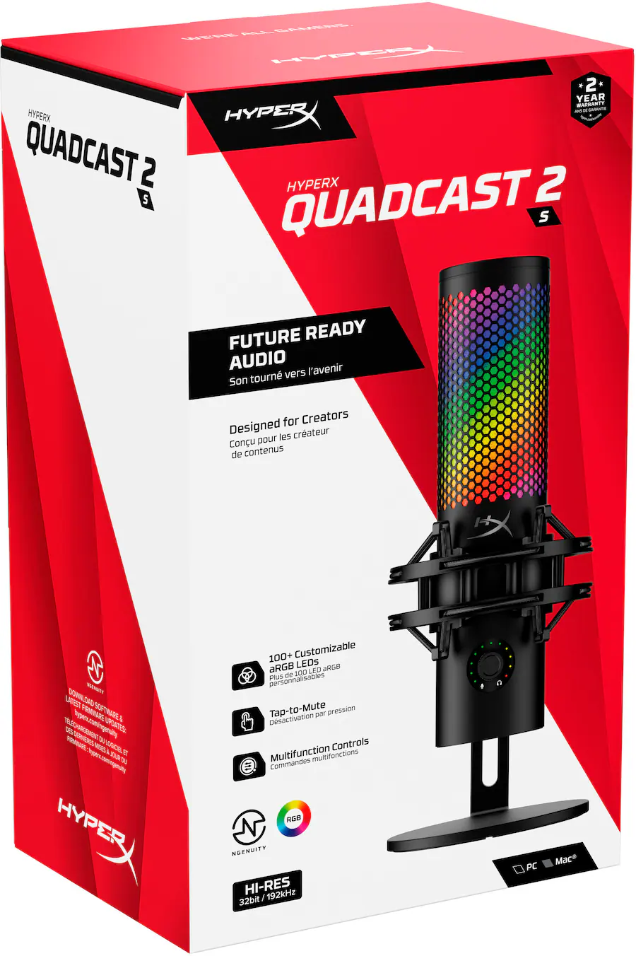 Hyperx All HyperX QuadCast 2 S Wired Multi Pattern USB Electret Condenser ...