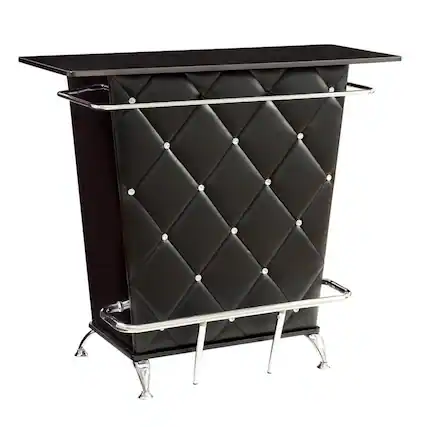 Front. Furniture of America - Perii Contemporary Faux Leather Tufted Bar Table - Black.
