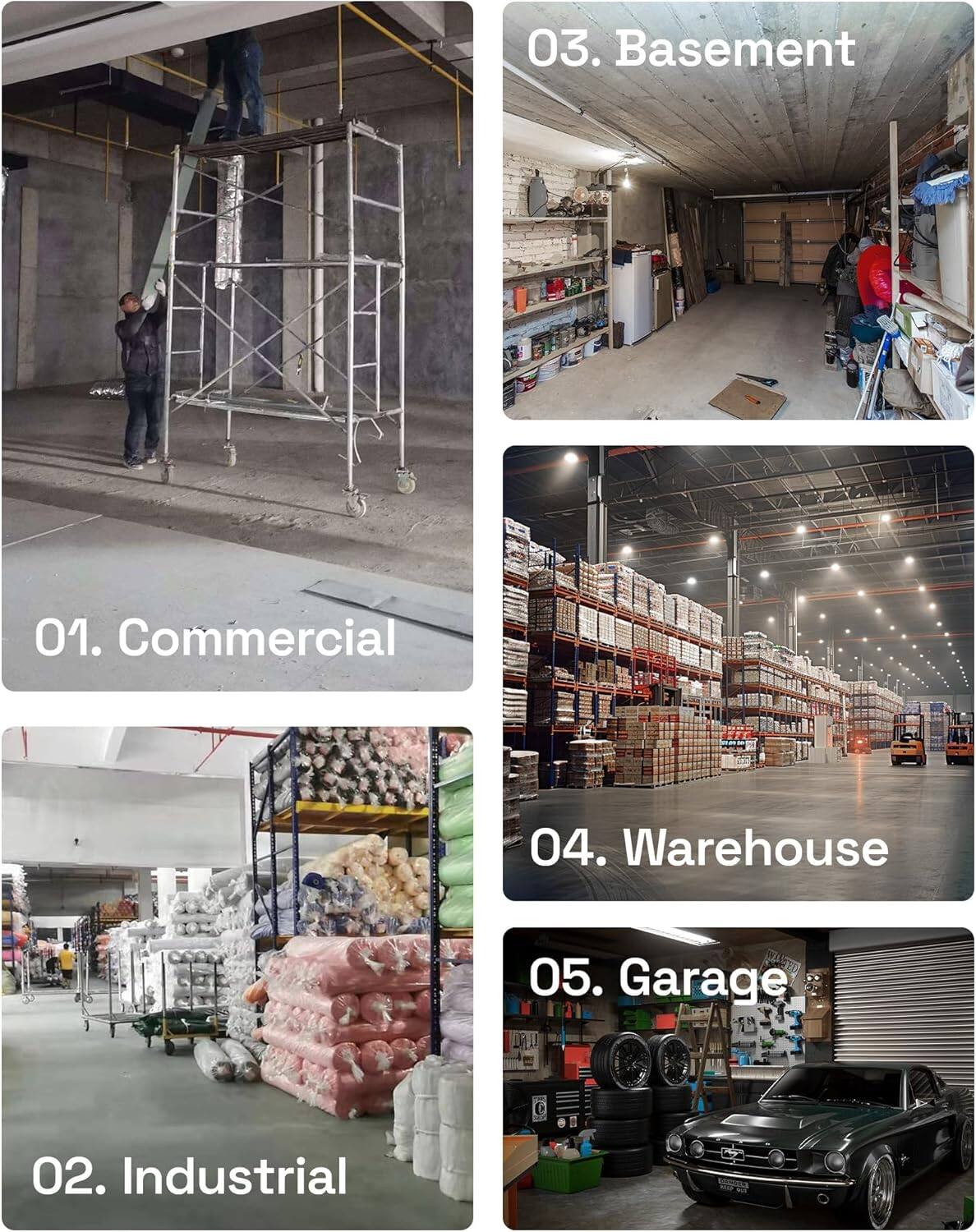 01. Commercial  
02. Industrial  
03. Basement  
04. Warehouse  
05. Garage