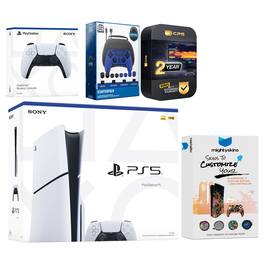 Playstation 5 Slim Disc with Extra Controller, Gamer Starter Kit and MightySkins Decal Voucher + 2 Year CPS - PlayStation 5