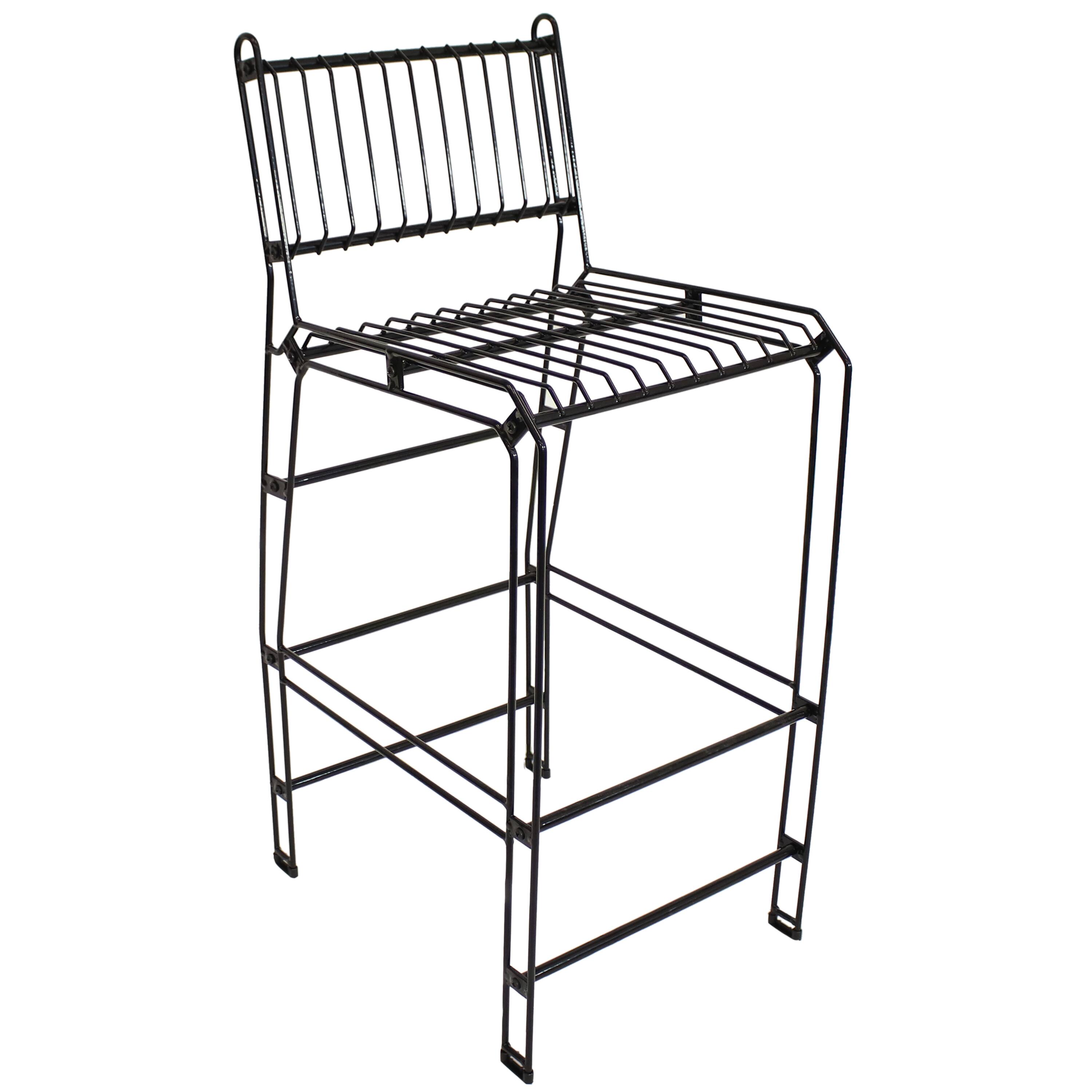 Front. Sunnydaze - Steel Wire Indoor and Outdoor Bar Chair - Black.