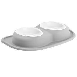 WeatherTech - Double Low Pet Feeding System | Compact Pet Food and Water Station - Light Grey - 32oz (4 Cup) BPA-Free Plastic Bowls - Light Gray