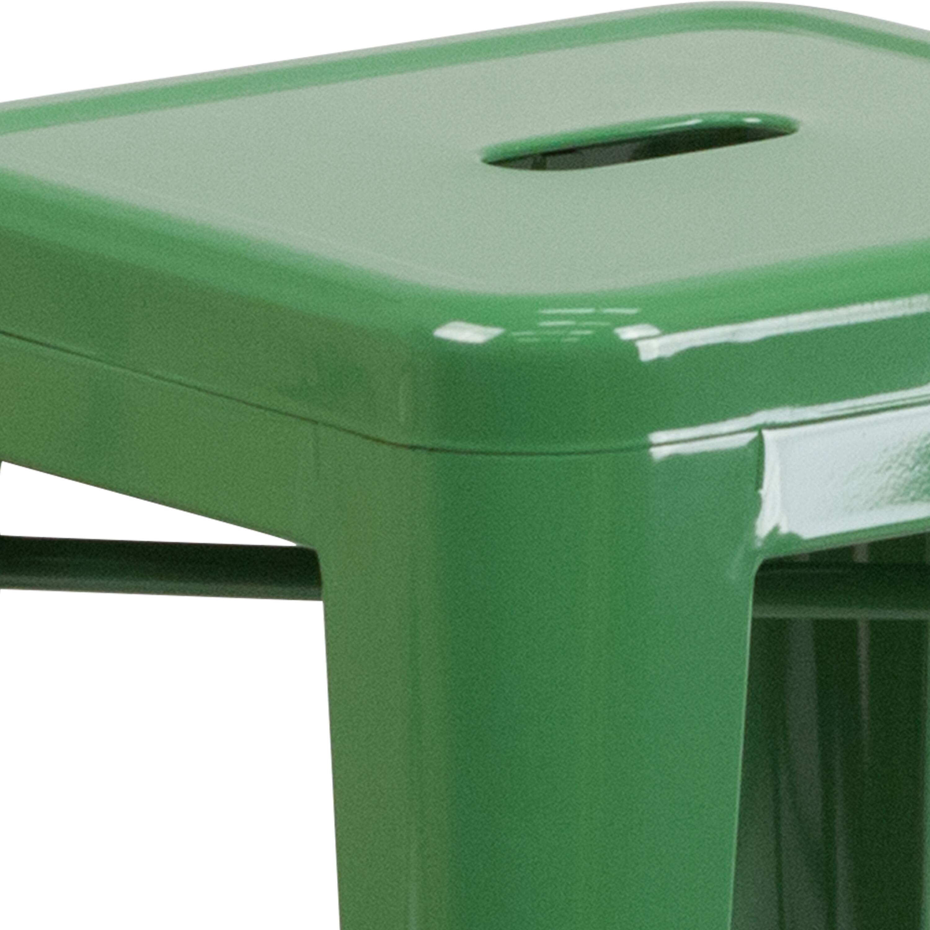 Alt View 5. Emma + Oliver - Commercial Grade 24"H Backless Metal Indoor-Outdoor Counter Stool w/ Square Seat - Green.
