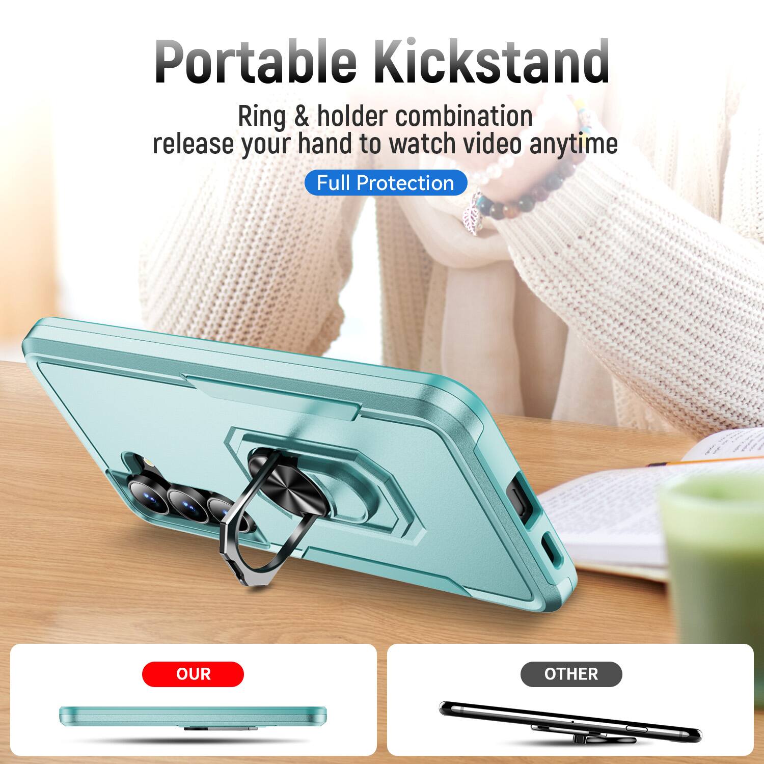 Portable Kickstand  
Ring & holder combination release your hand to watch video anytime  
Full Protection  

OUR  
OTHER