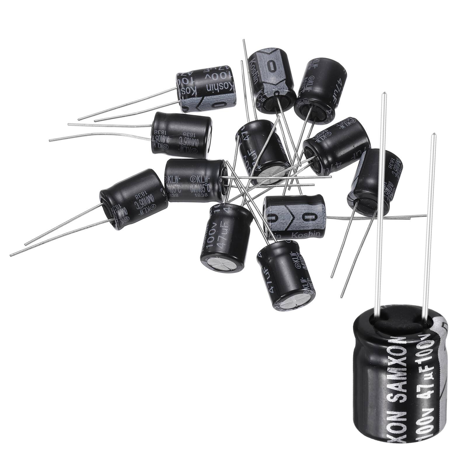 Unique Bargains - 47uF 100V 10x13mm Electrolytic Capacitor, 105C High Temp Radial Leads, for TVs/LCDs/VCD, 12pcs - Black price history on PriceWatchPro