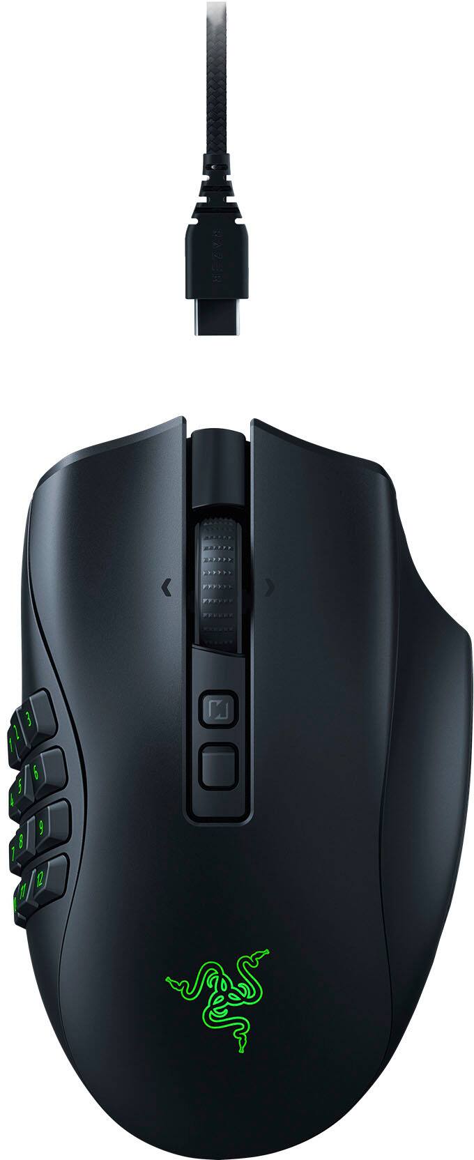 Alt View 18. Razer - Naga V2 Pro MMO Optical Gaming Mouse with Interchangeable Side Plates in 2, 6, 12 Button Configurations - Black.