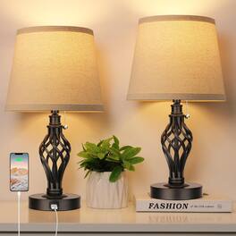 partphoner - Table Lamps Set of 2, Farmhouse Bedside Lamps