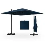 Front. Costway - Patio 9.5FT Square Cantilever Offset Hanging Umbrella 2-Tier 360° Outdoor - Navy.