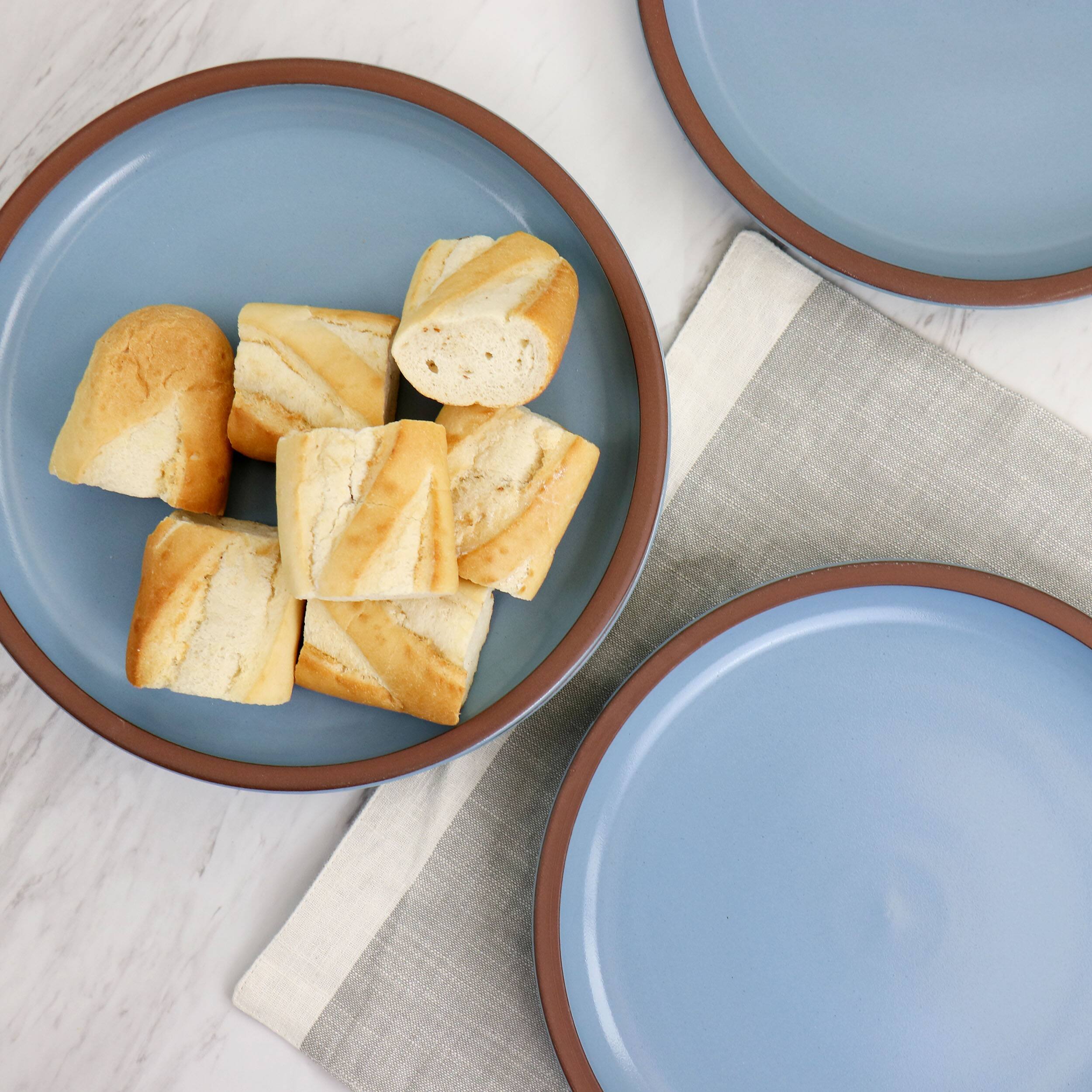 Alt View 5. Gibson - Gibson Elite Dumont 4 Piece Terracotta 10.8in Dinner Plate Set in Light Blue - Blue.