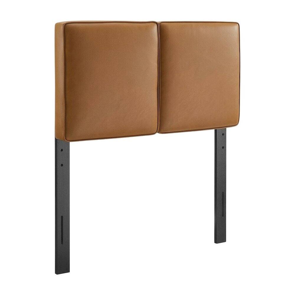 Front. FurniFact - Vegan Leather Twin Headboard with Padded Design and Durable Frame - Beige.