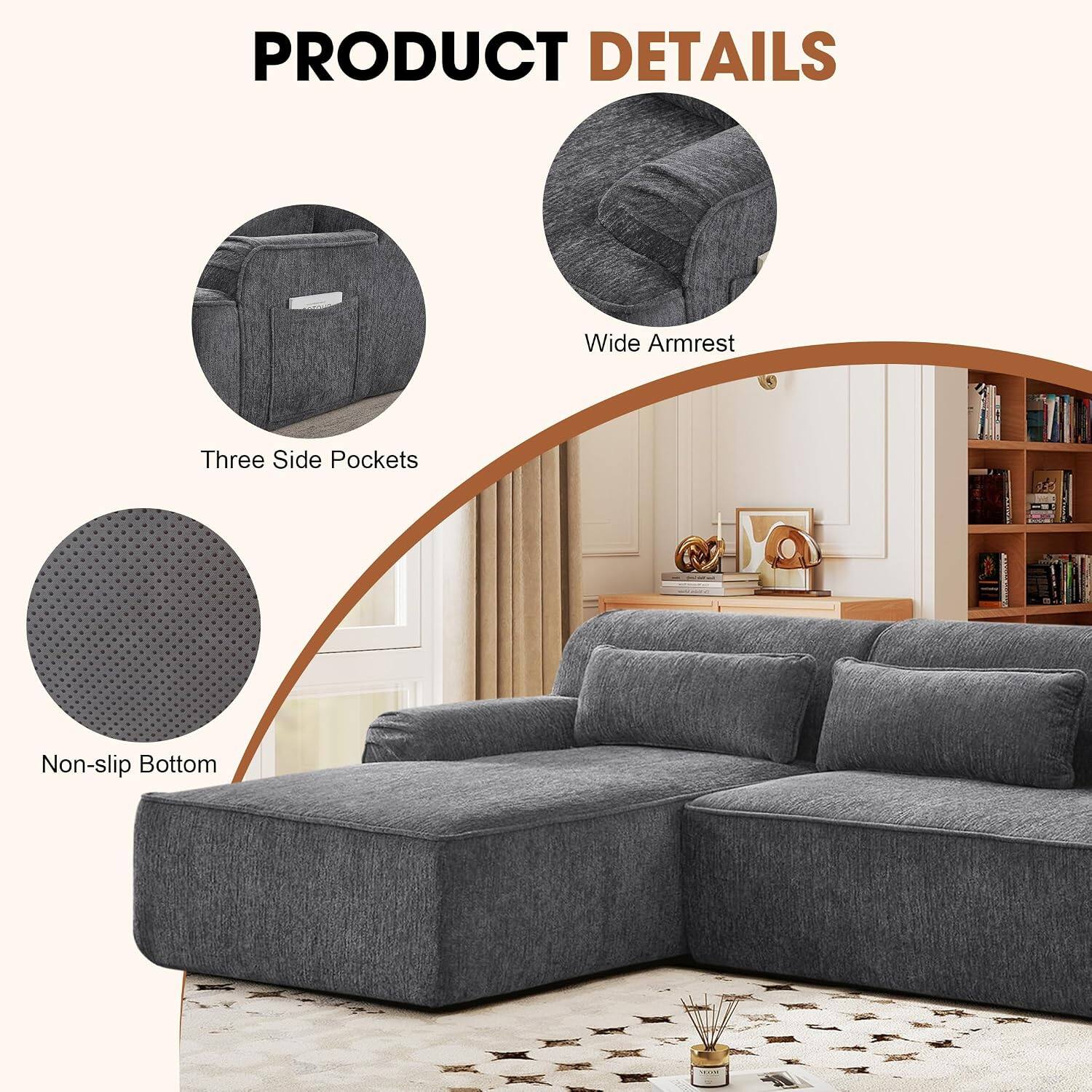 PRODUCT DETAILS

- Wide Armrest
- Three Side Pockets
- Non-slip Bottom